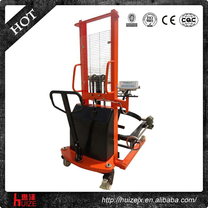 半電動稱重油桶車（夾鐵桶，手搖翻轉(zhuǎn)倒料）